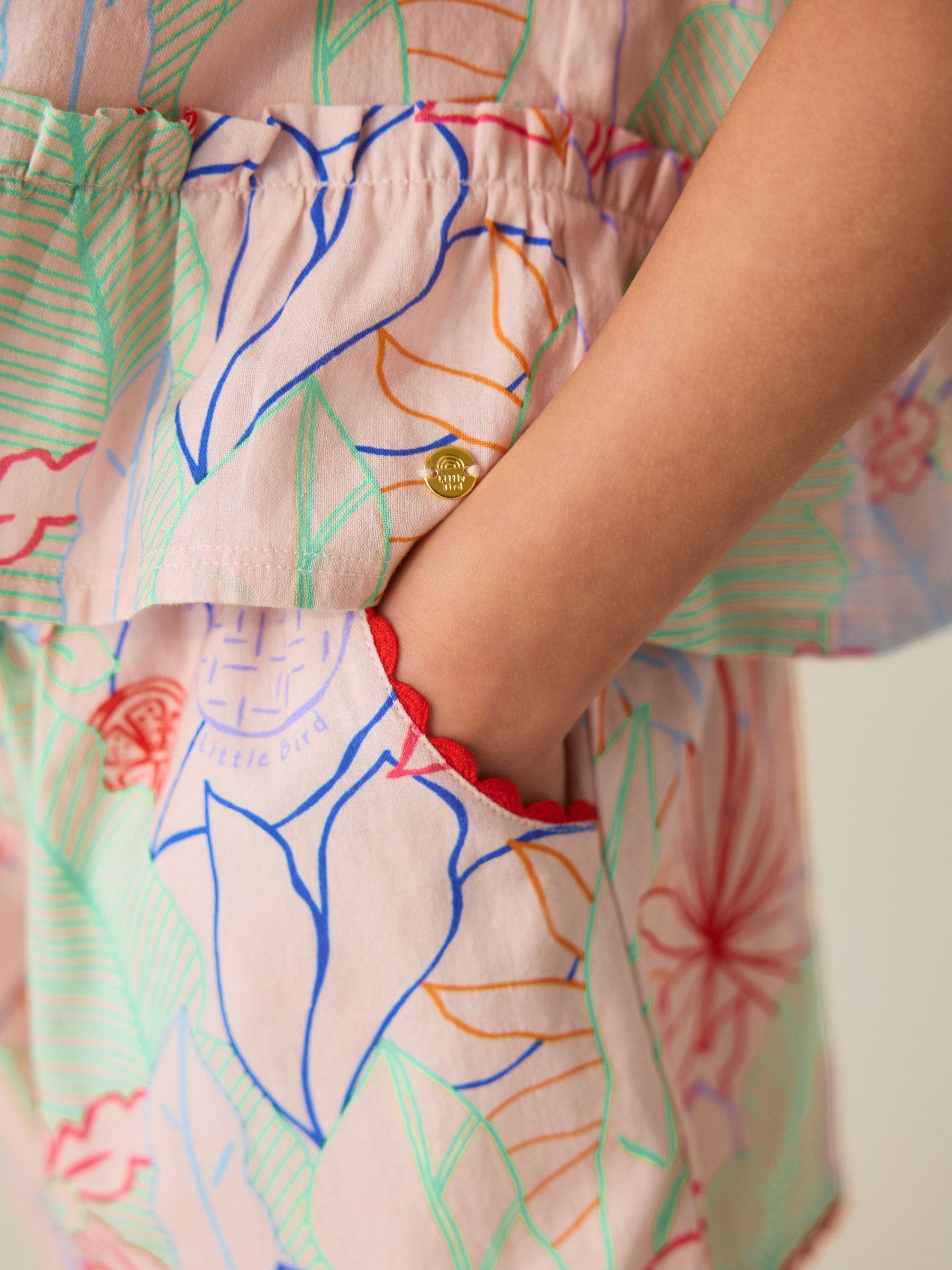 Little Bird by Jools Oliver Rainbow Floral Frill Sleeve Woven Co-Ord Set image 7
