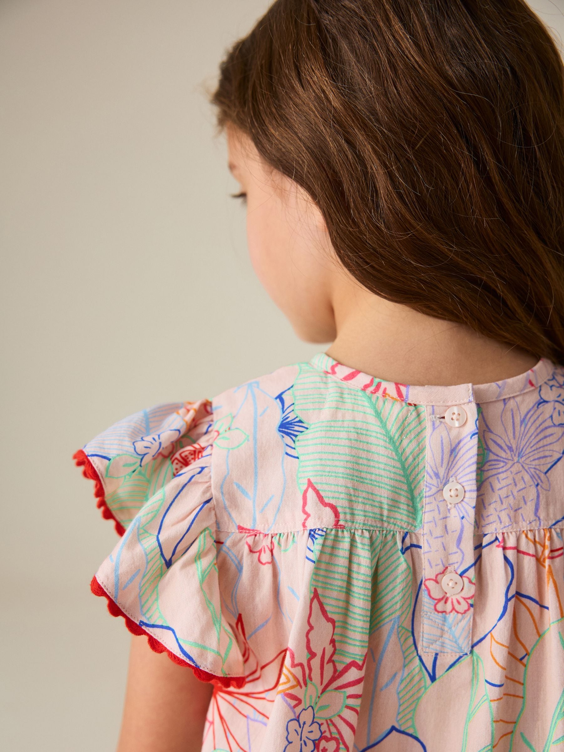 Little Bird by Jools Oliver Rainbow Floral Frill Sleeve Woven Co-Ord Set image 8