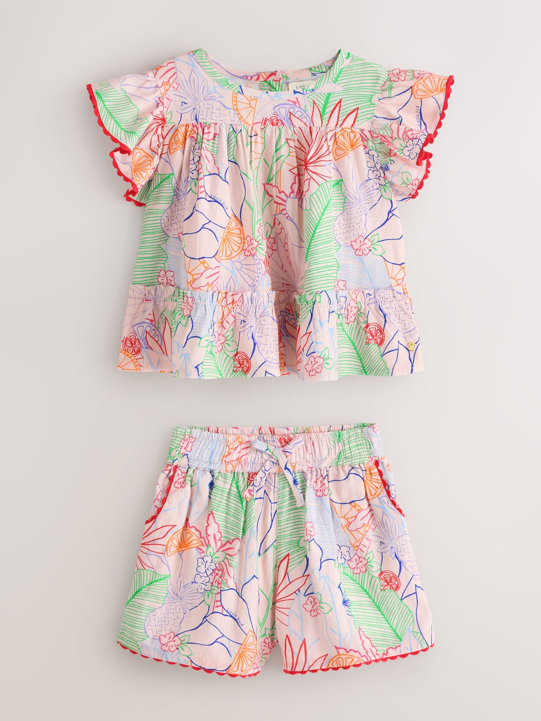 Little Bird by Jools Oliver Rainbow Floral Frill Sleeve Woven Co-Ord Set image 9