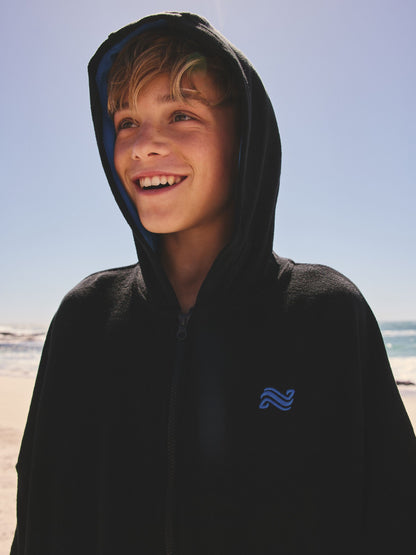 Black Towelling Poncho (3-16yrs) image 2