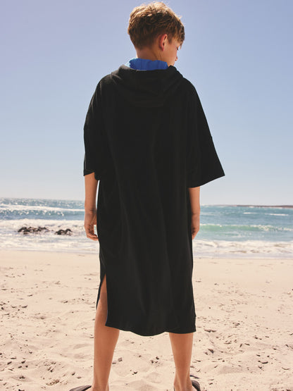 Black Towelling Poncho (3-16yrs) image 3