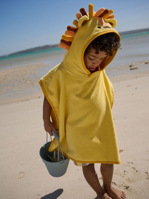 Yellow Lion Towelling Poncho (9mths-6yrs) image 1