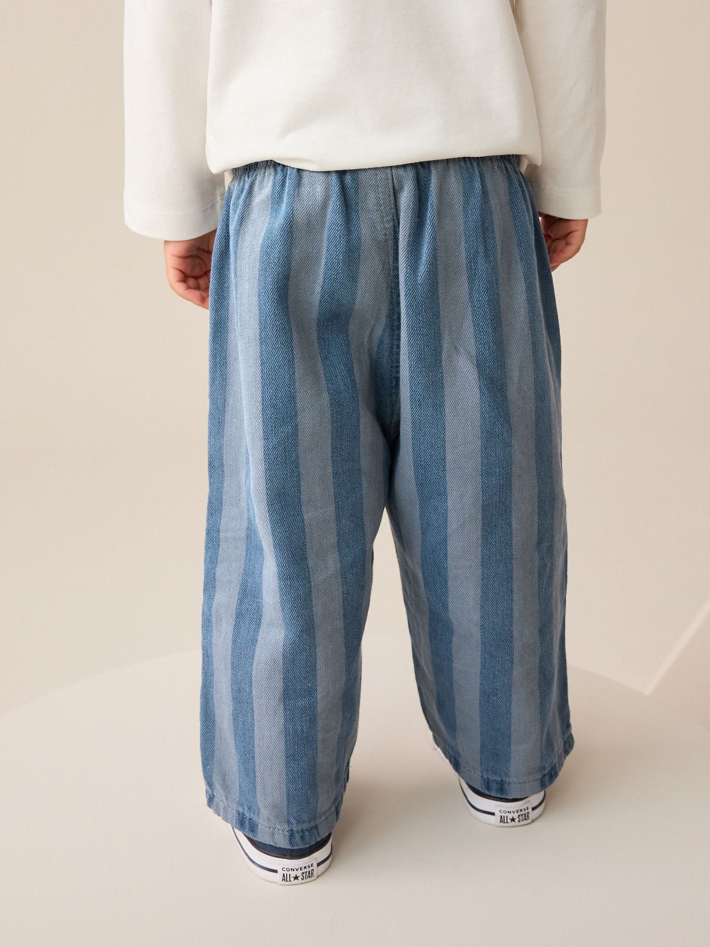 Dark Blue Stripe Pull On Wide Trousers (3mths-7yrs) image 2