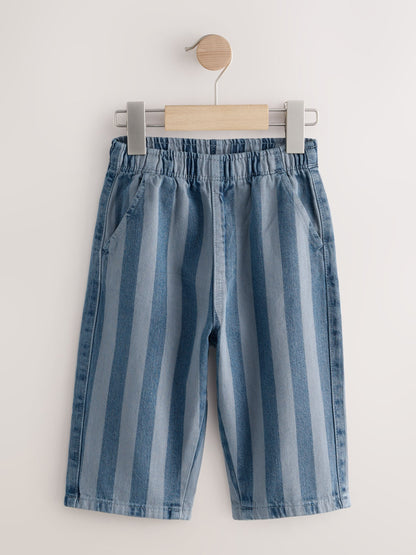 Dark Blue Stripe Pull On Wide Trousers (3mths-7yrs) image 4