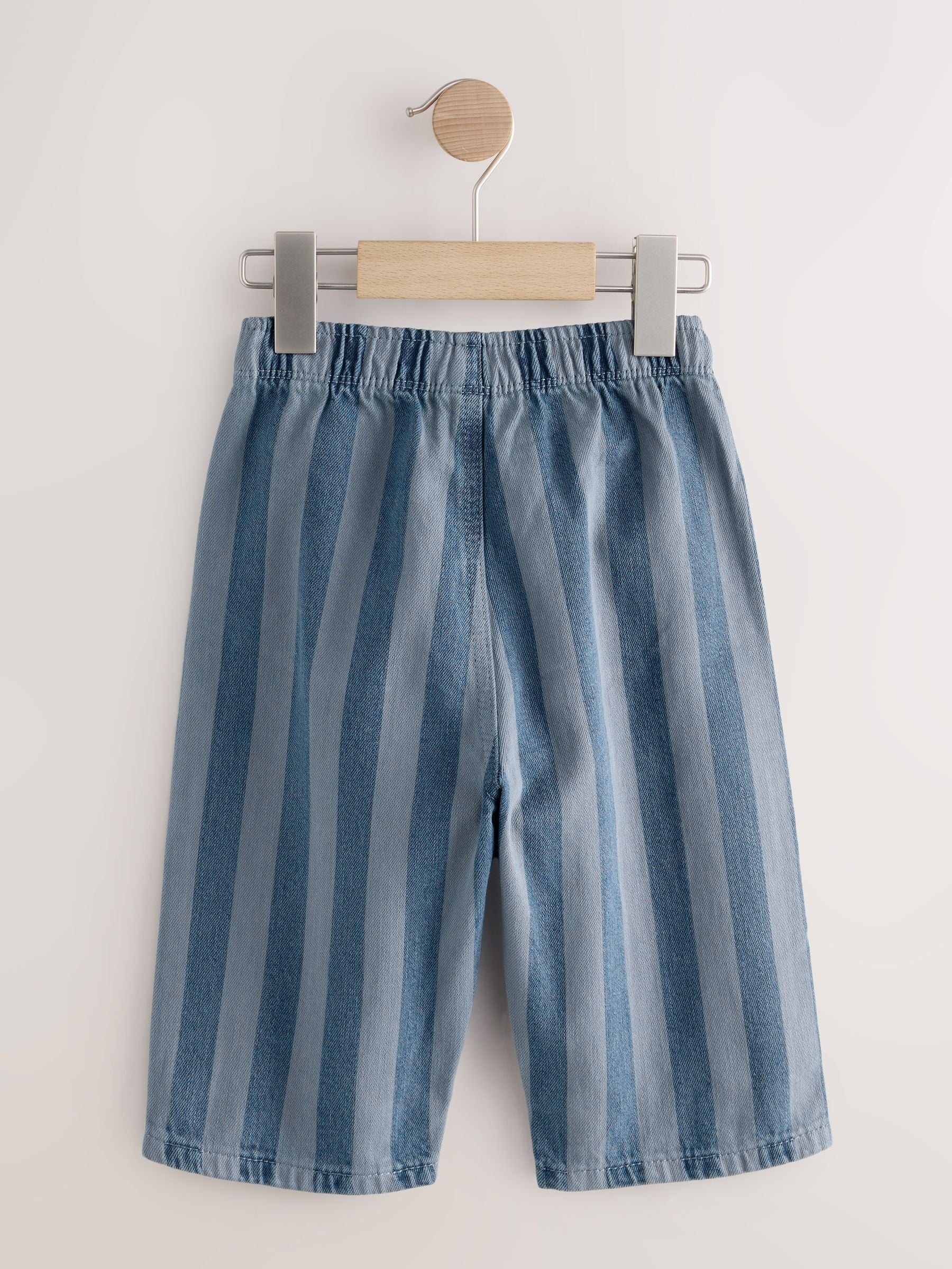 Dark Blue Stripe Pull On Wide Trousers (3mths-7yrs) image 5