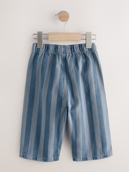 Dark Blue Stripe Pull On Wide Trousers (3mths-7yrs) image 5
