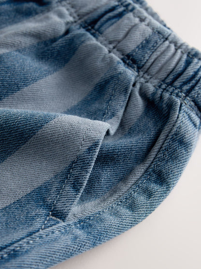 Dark Blue Stripe Pull On Wide Trousers (3mths-7yrs) image 6