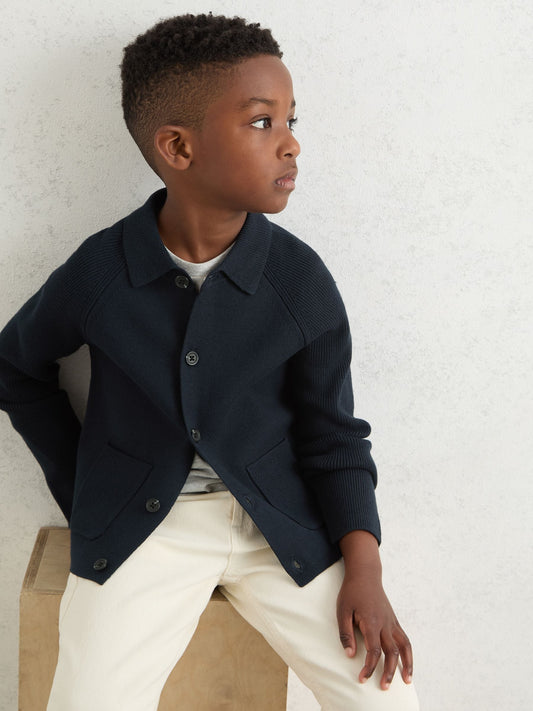 Reiss Navy Fitzgerald 9-13 yrs Button-Through Knitted Cardigan - image 1