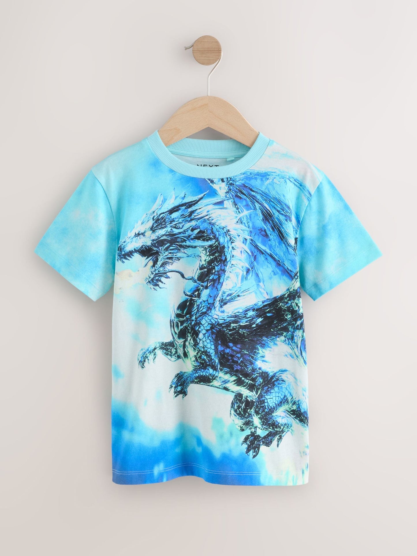 Dsiney Kidz - White/Blue Dragon Regular Fit Short Sleeve All-Over Print T-Shirt (3-16yrs) image 1