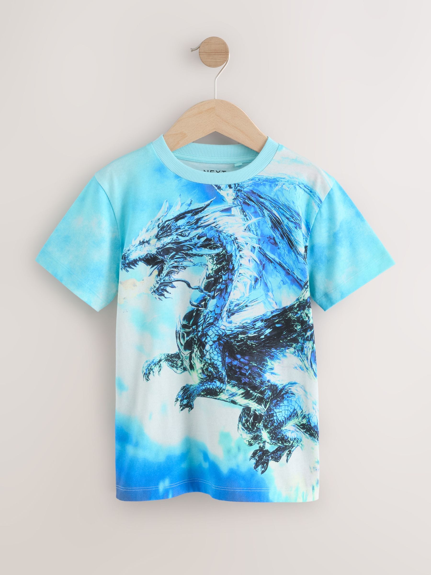 Dsiney Kidz - White/Blue Dragon Regular Fit Short Sleeve All-Over Print T-Shirt (3-16yrs) image 1