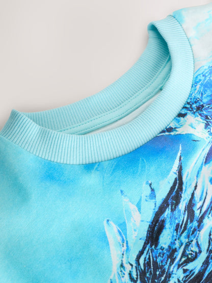 Dsiney Kidz - White/Blue Dragon Regular Fit Short Sleeve All-Over Print T-Shirt (3-16yrs) image 4