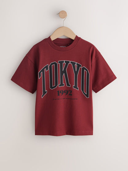 Dsiney Kidz - Berry Red Varsity Short Sleeve Graphic T-Shirt (3-16yrs) image 3