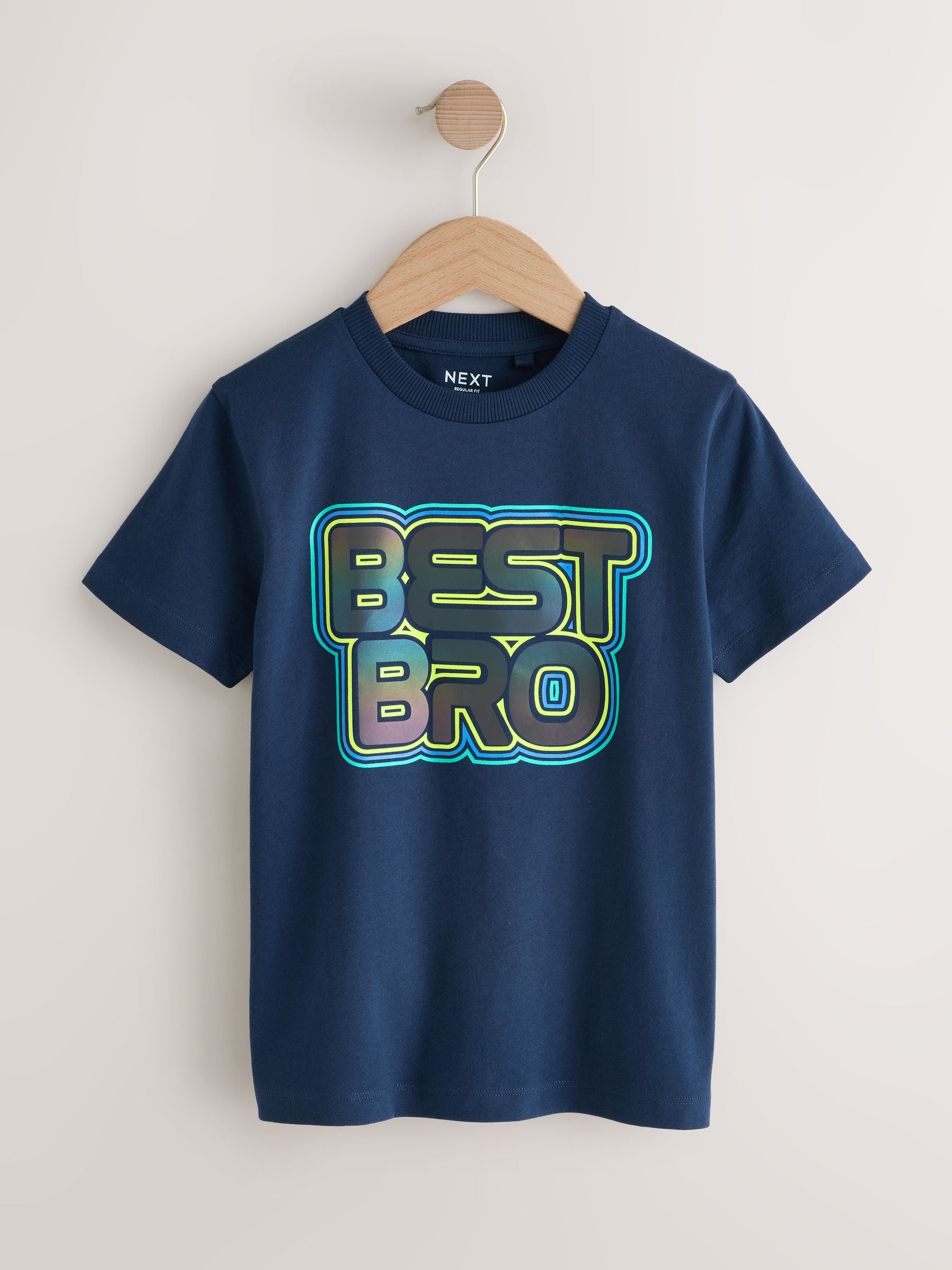Dsiney Kidz - Navy Blue Best Bro Regular Fit Short Sleeve Graphic Print T-Shirt (3-16yrs) image 1