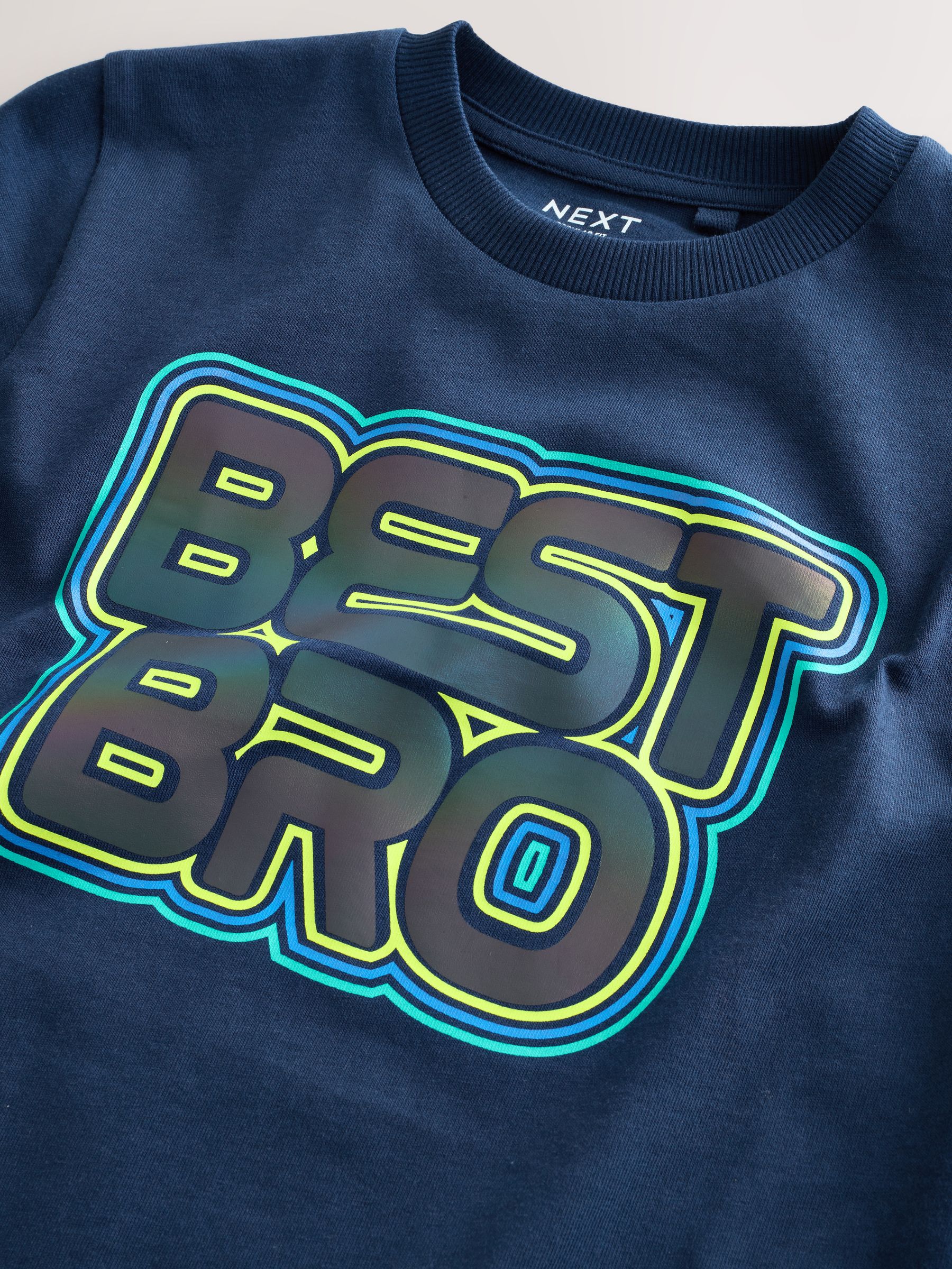 Dsiney Kidz - Navy Blue Best Bro Regular Fit Short Sleeve Graphic Print T-Shirt (3-16yrs) image 3