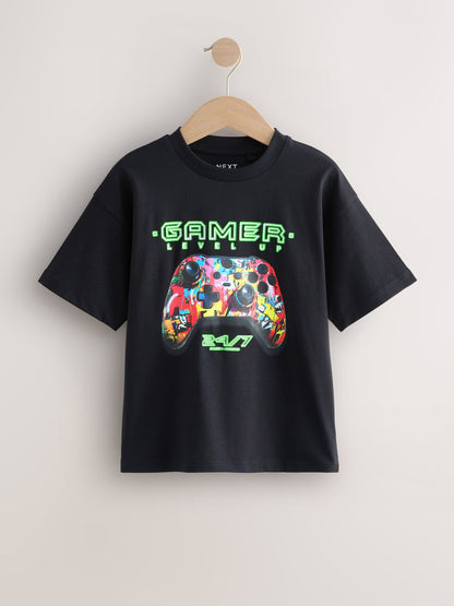 Dsiney Kidz - Black Relaxed Fit Graphic Print Short Sleeve T-Shirts 3 Pack (3-16yrs) image 3