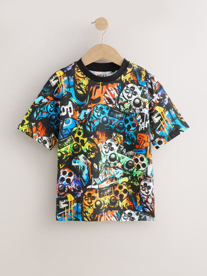 Dsiney Kidz - Black Relaxed Fit Graphic Print Short Sleeve T-Shirts 3 Pack (3-16yrs) image 4