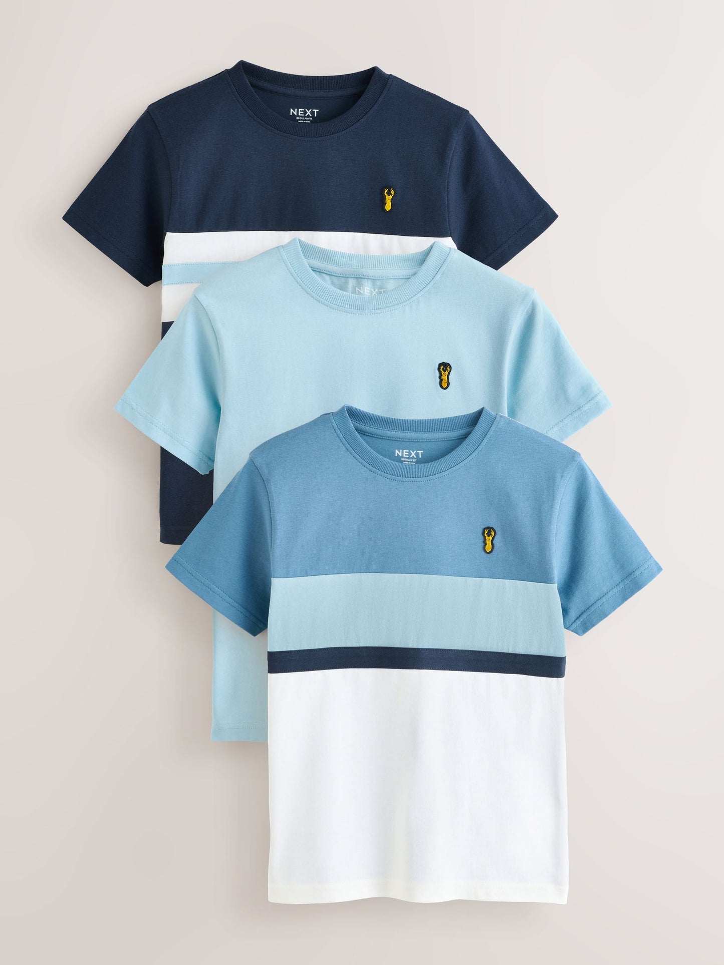 Dsiney Kidz - Blue Regular Fit Relaxed Fit Colourblock Short Sleeve T-Shirts 3 Pack (3-16yrs) (3-16yrs) image 1