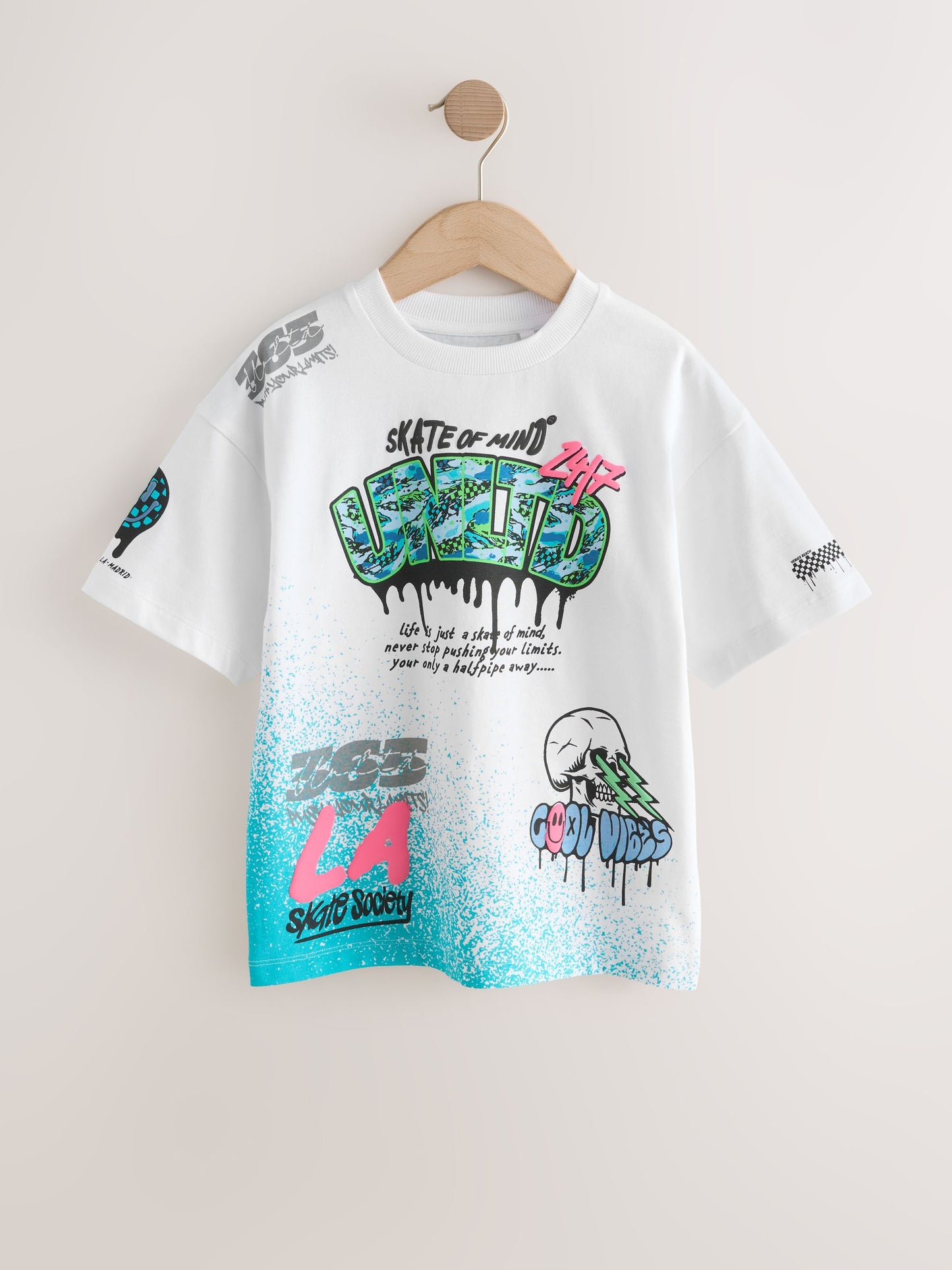 Dsiney Kidz - White/Black/Grey Relaxed Fit Graphic Print Short Sleeve T-Shirts 3 Pack (3-16yrs) image 2