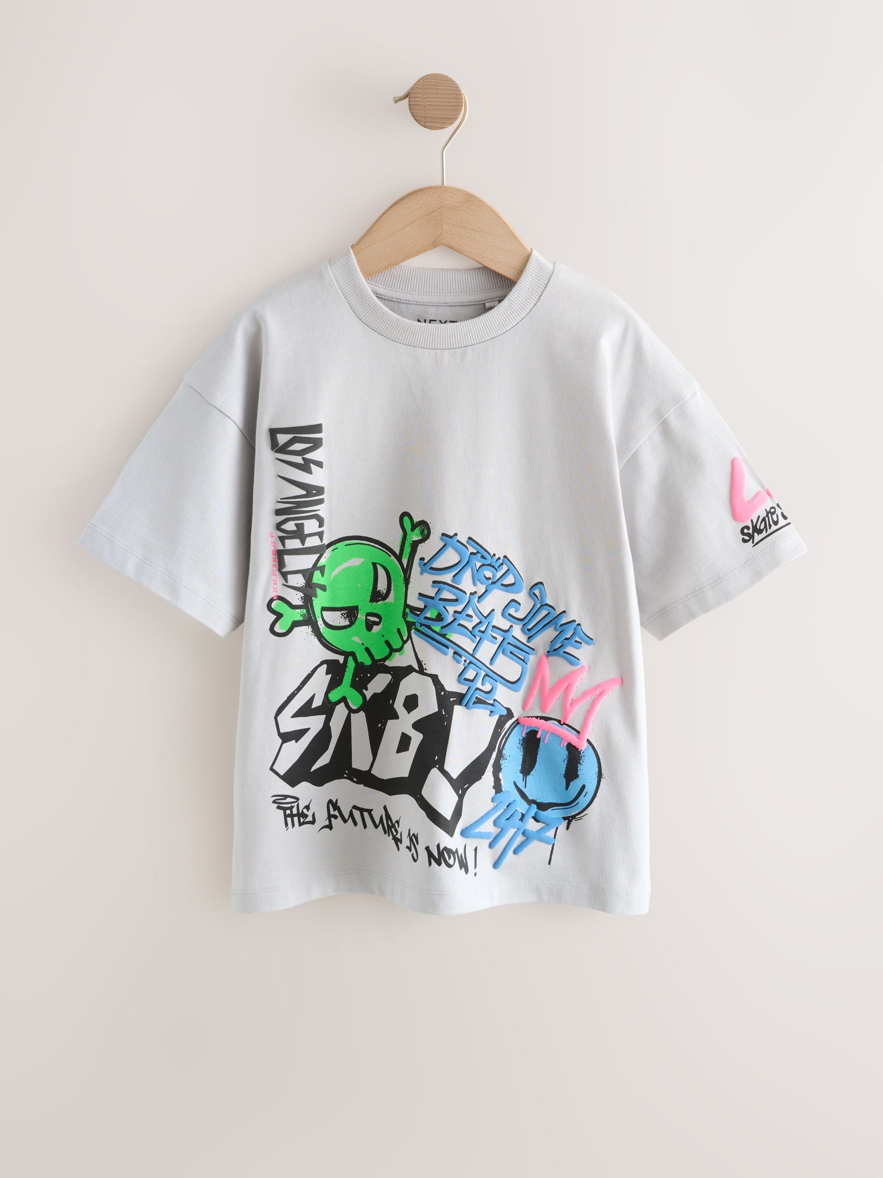 Dsiney Kidz - White/Black/Grey Relaxed Fit Graphic Print Short Sleeve T-Shirts 3 Pack (3-16yrs) image 4