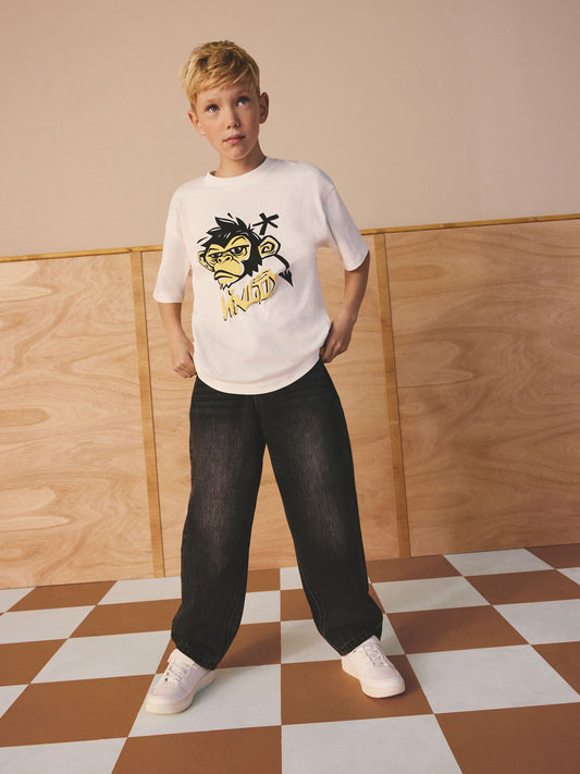 Dsiney Kidz - Ecru White Monkey Short Sleeve Graphic T-Shirt (3-16yrs) image 1