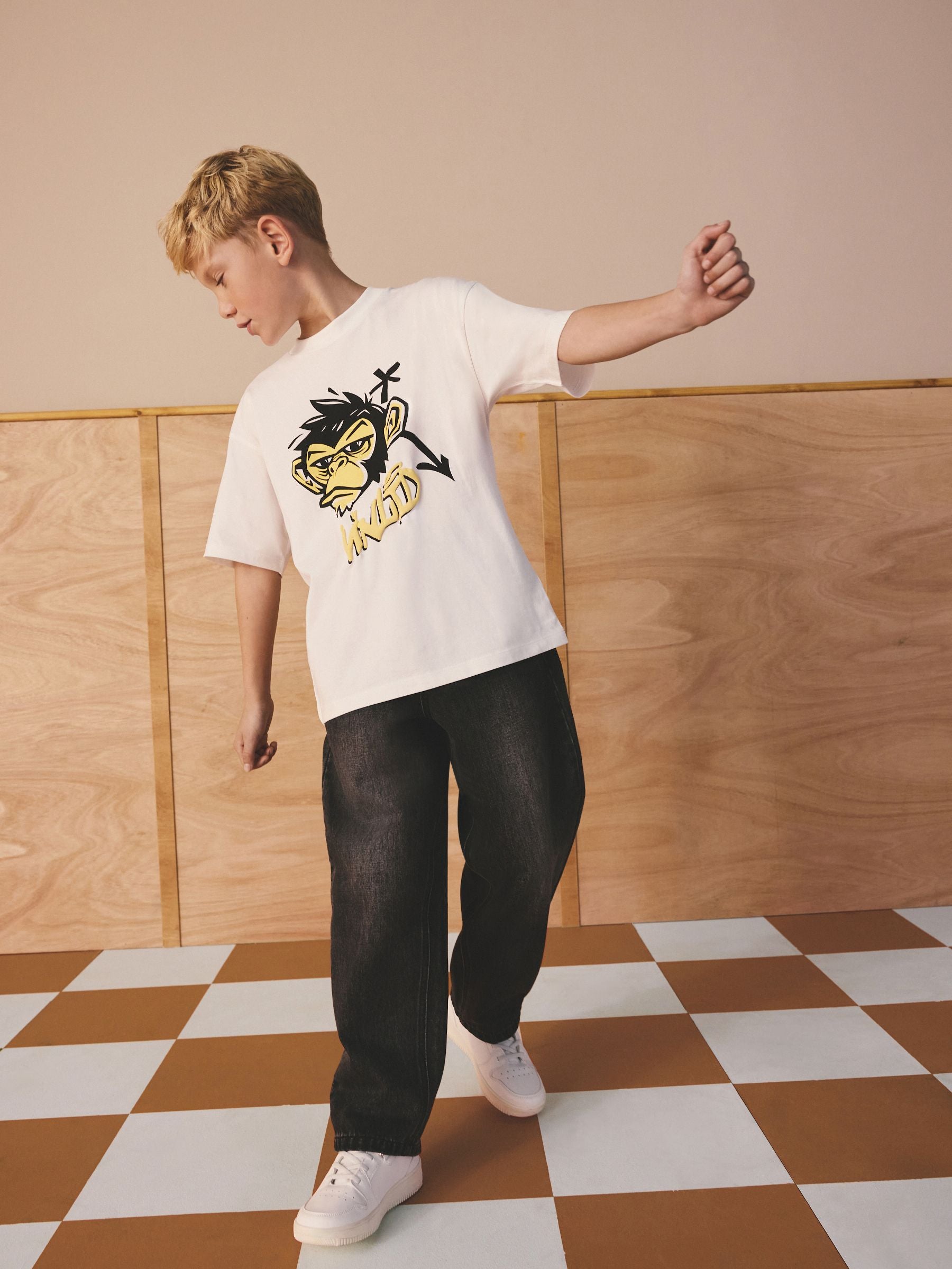 Dsiney Kidz - Ecru White Monkey Short Sleeve Graphic T-Shirt (3-16yrs) image 2