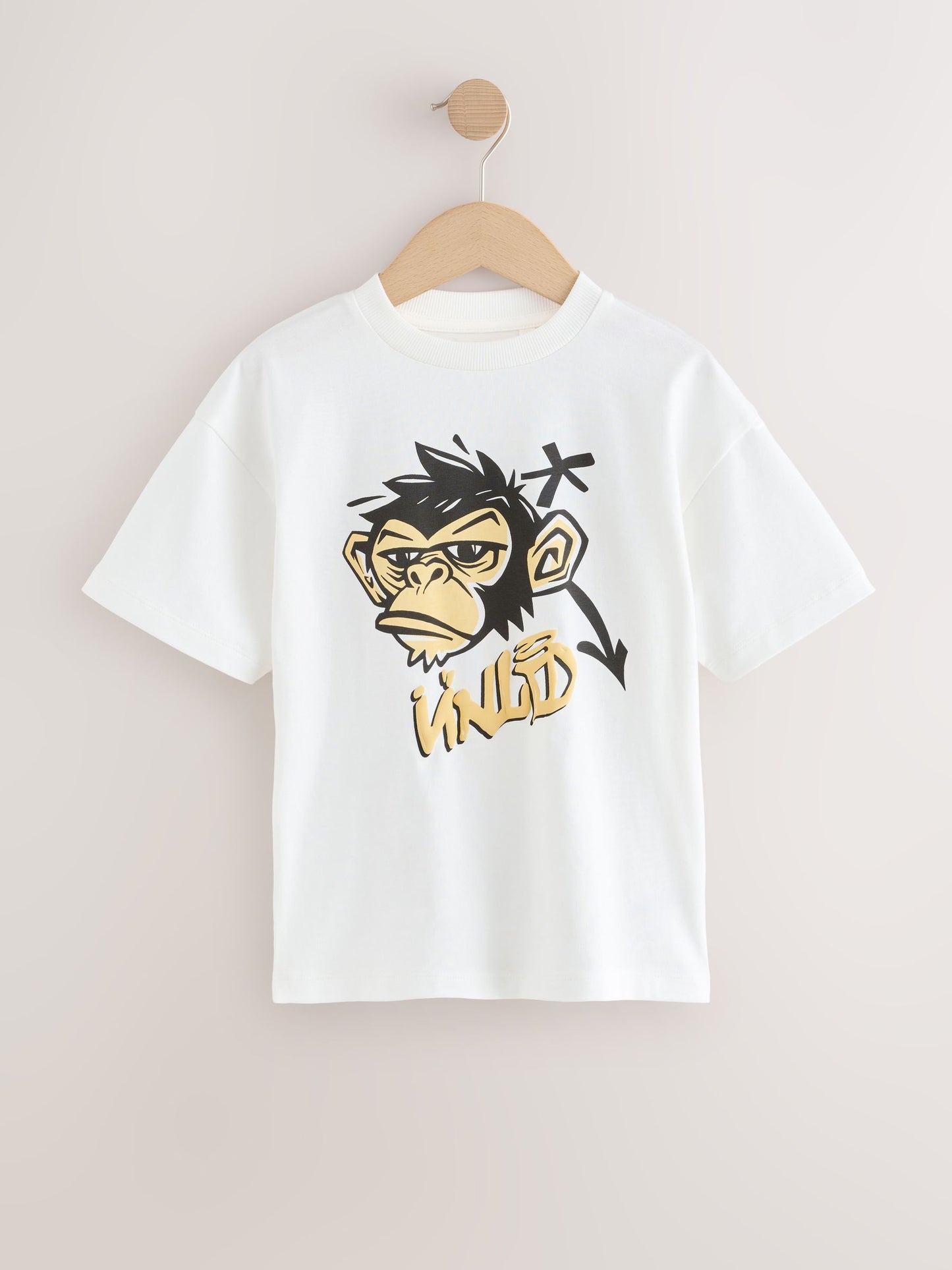 Dsiney Kidz - Ecru White Monkey Short Sleeve Graphic T-Shirt (3-16yrs) image 4