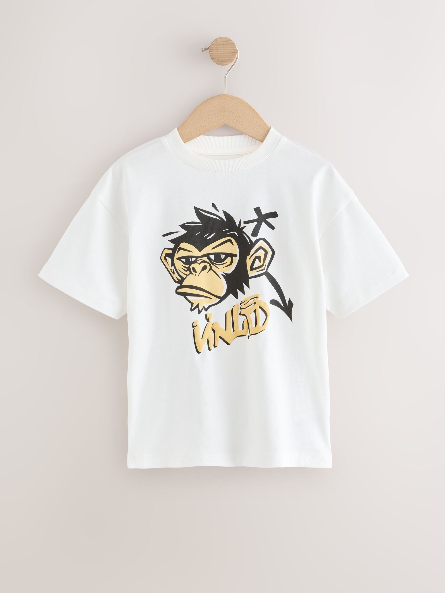 Dsiney Kidz - Ecru White Monkey Short Sleeve Graphic T-Shirt (3-16yrs) image 4