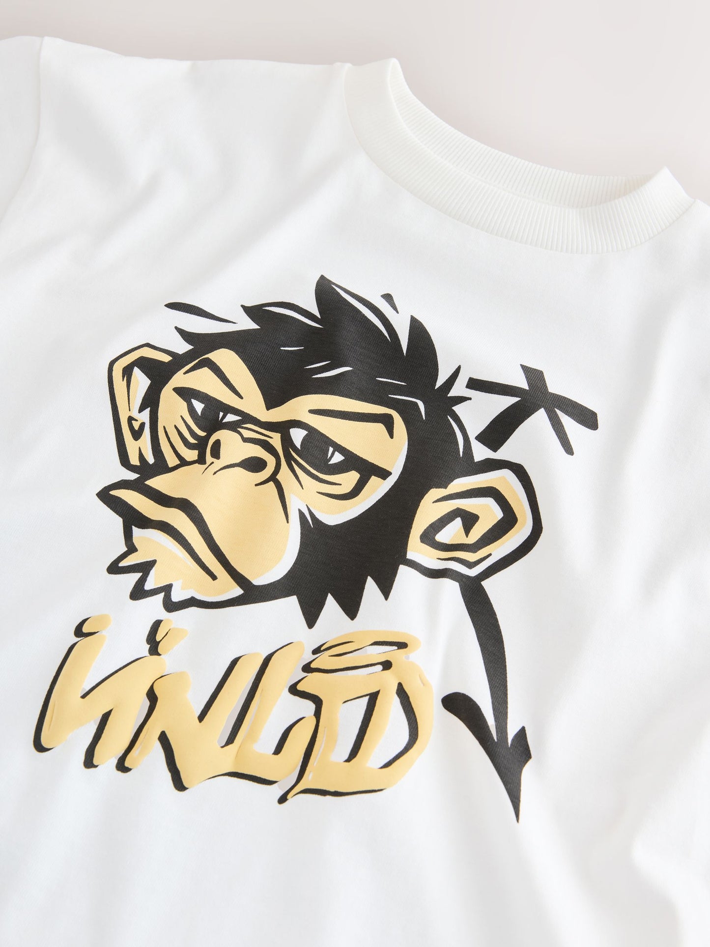 Dsiney Kidz - Ecru White Monkey Short Sleeve Graphic T-Shirt (3-16yrs) image 6