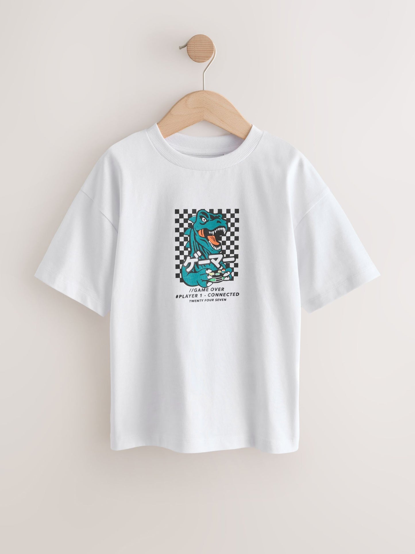 Dsiney Kidz - White/Green Dino Short Sleeve Graphic T-Shirt (3-16yrs) image 1