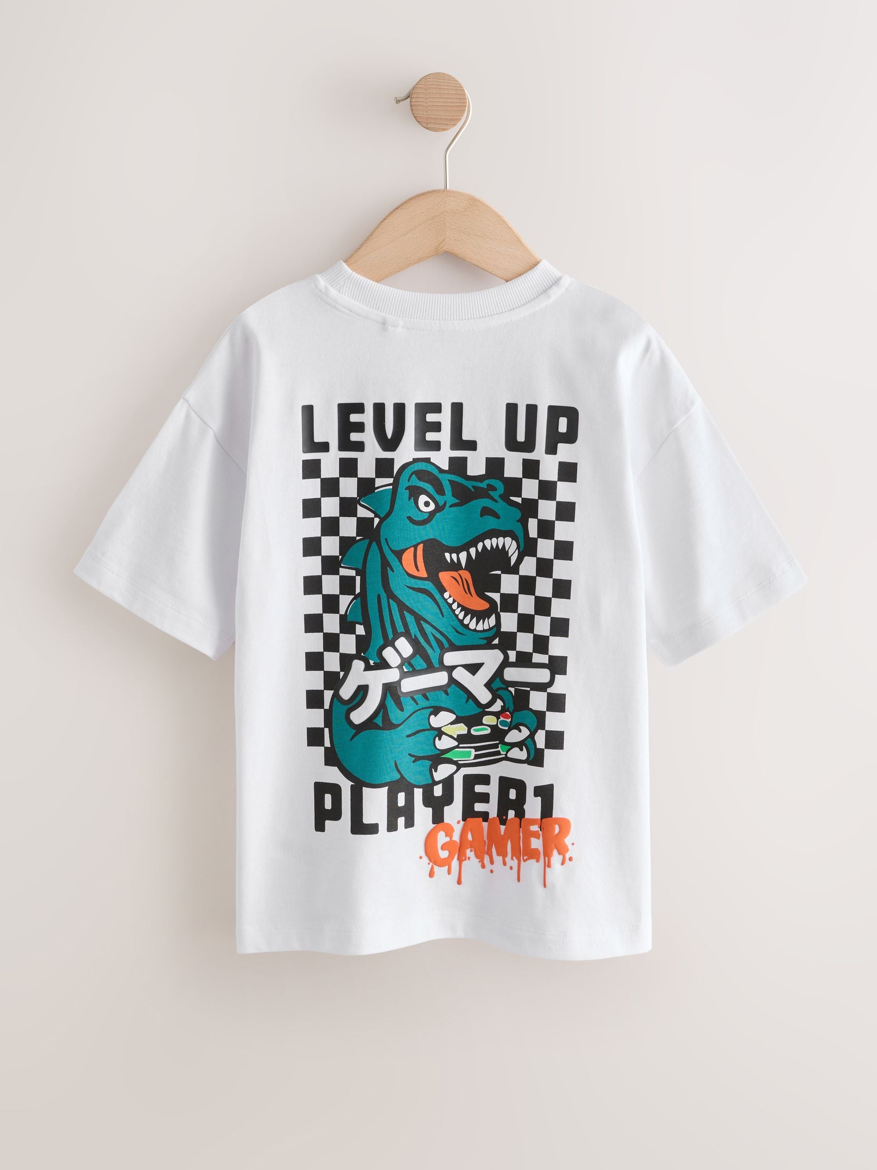 Dsiney Kidz - White/Green Dino Short Sleeve Graphic T-Shirt (3-16yrs) image 2