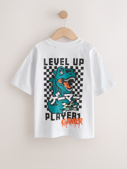 Dsiney Kidz - White/Green Dino Short Sleeve Graphic T-Shirt (3-16yrs) image 2