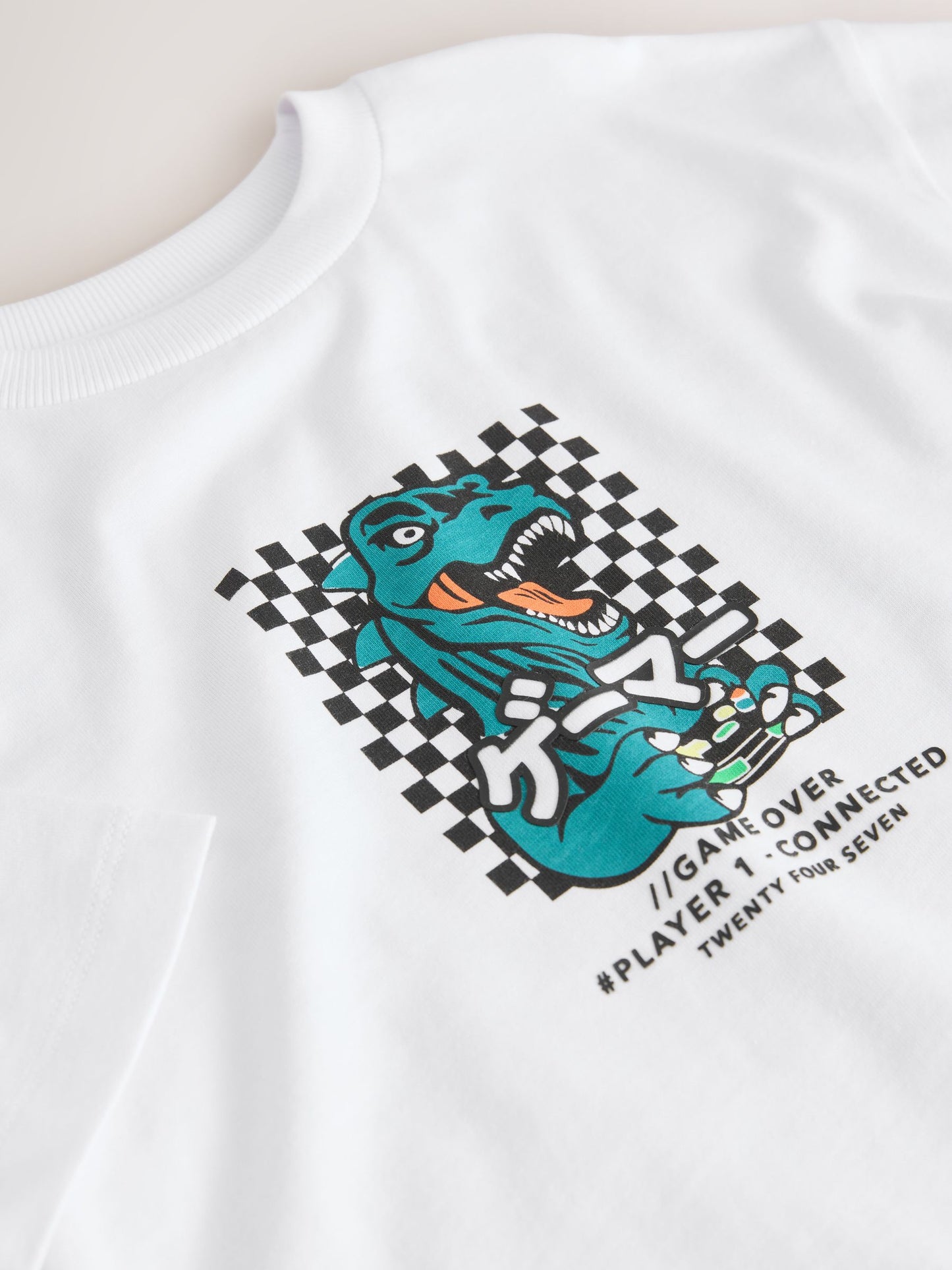 Dsiney Kidz - White/Green Dino Short Sleeve Graphic T-Shirt (3-16yrs) image 5