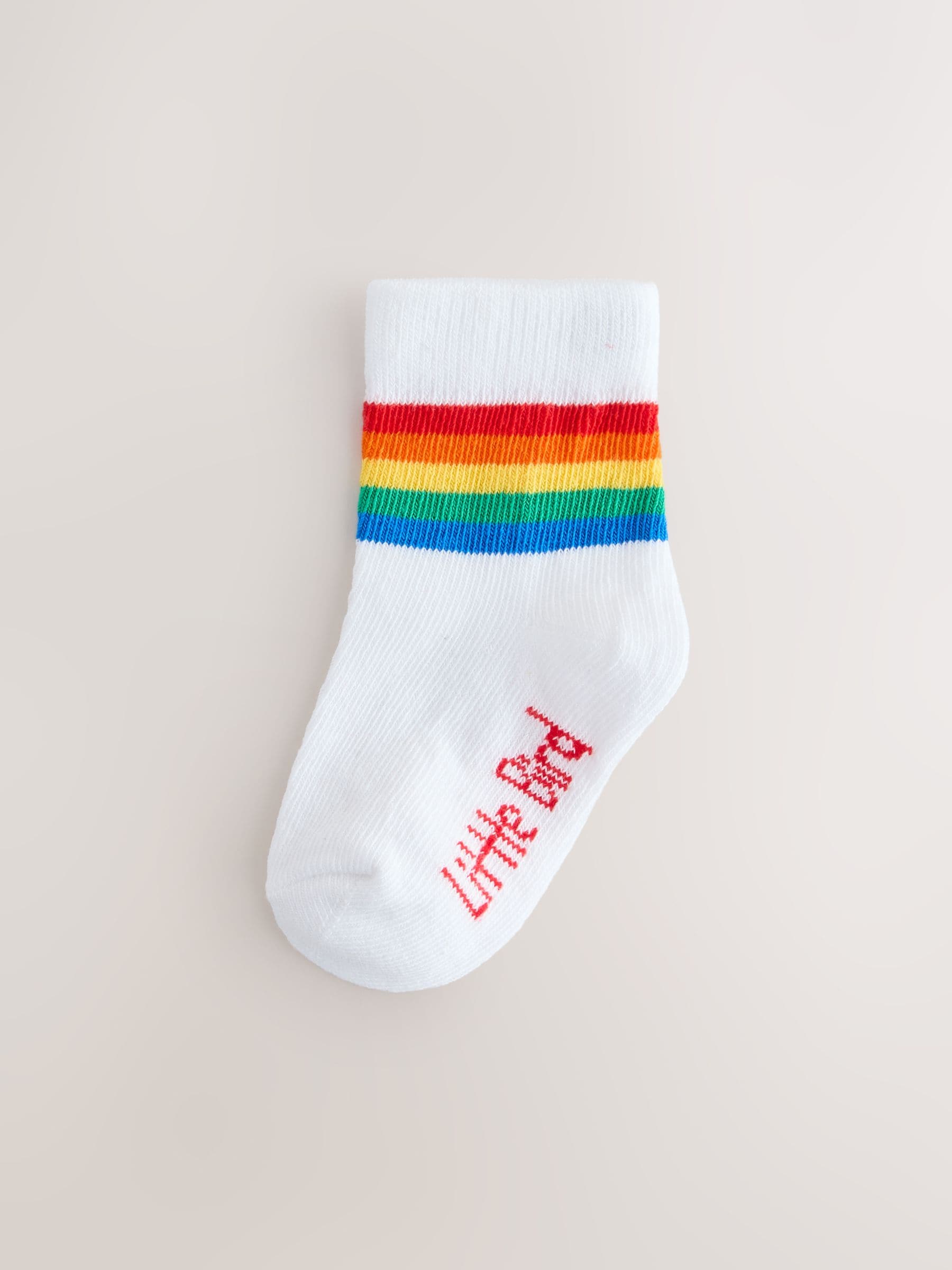 Little Bird by Jools Oliver White Bright Rainbow Stripe Socks Baby 5 Pack image 3