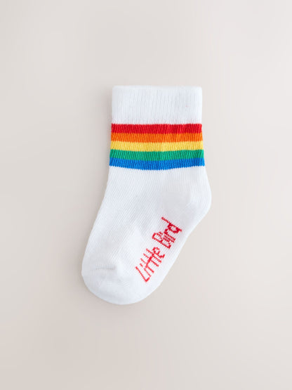 Little Bird by Jools Oliver White Bright Rainbow Stripe Socks Baby 5 Pack image 3