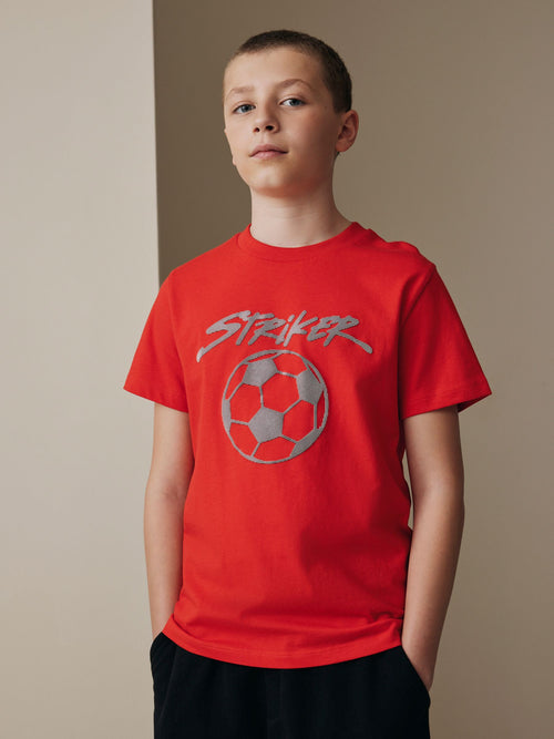 Dsiney Kidz - Red Short Sleeve Graphic Football T-Shirt (3-16yrs) image 1