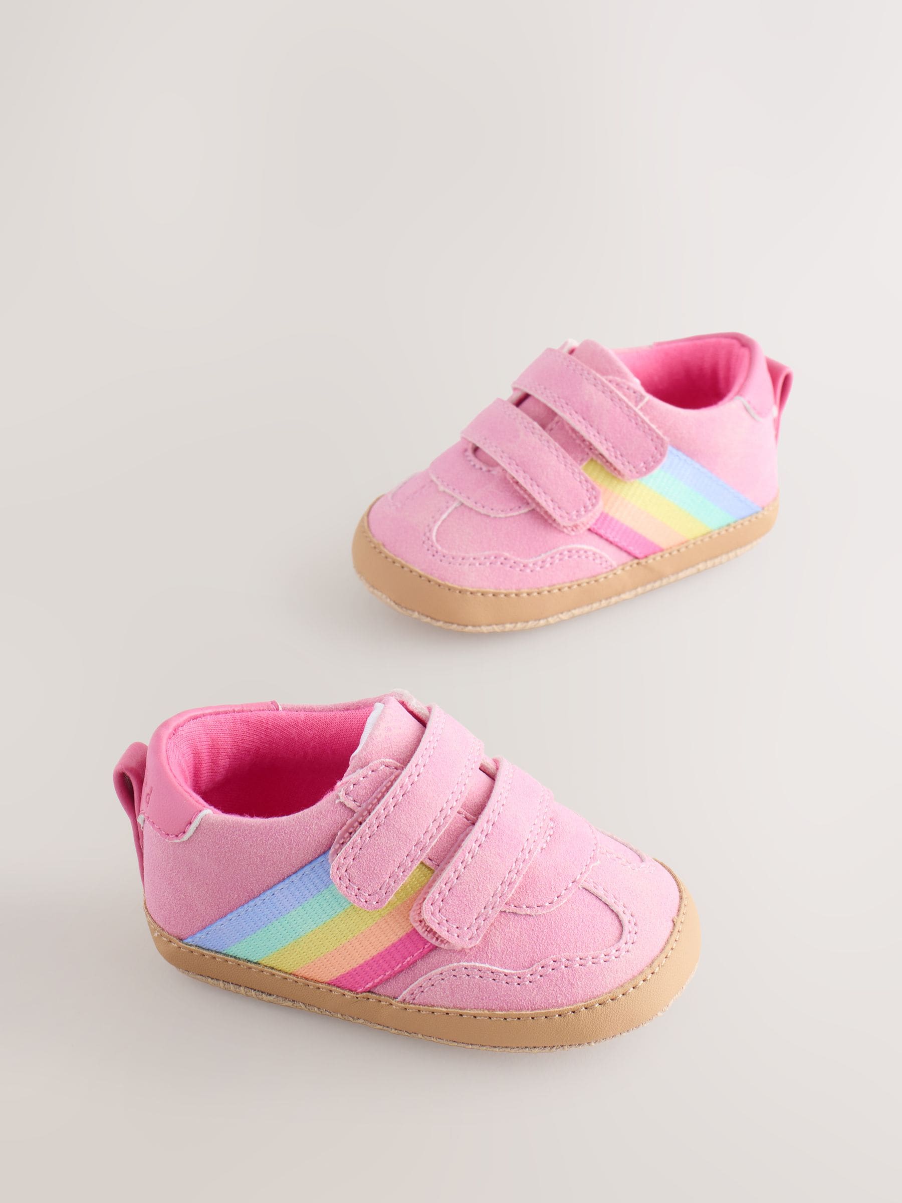 Little Bird by Jools Oliver Pink Baby Rainbow Tape Gum Sole Trainers Padders image 1