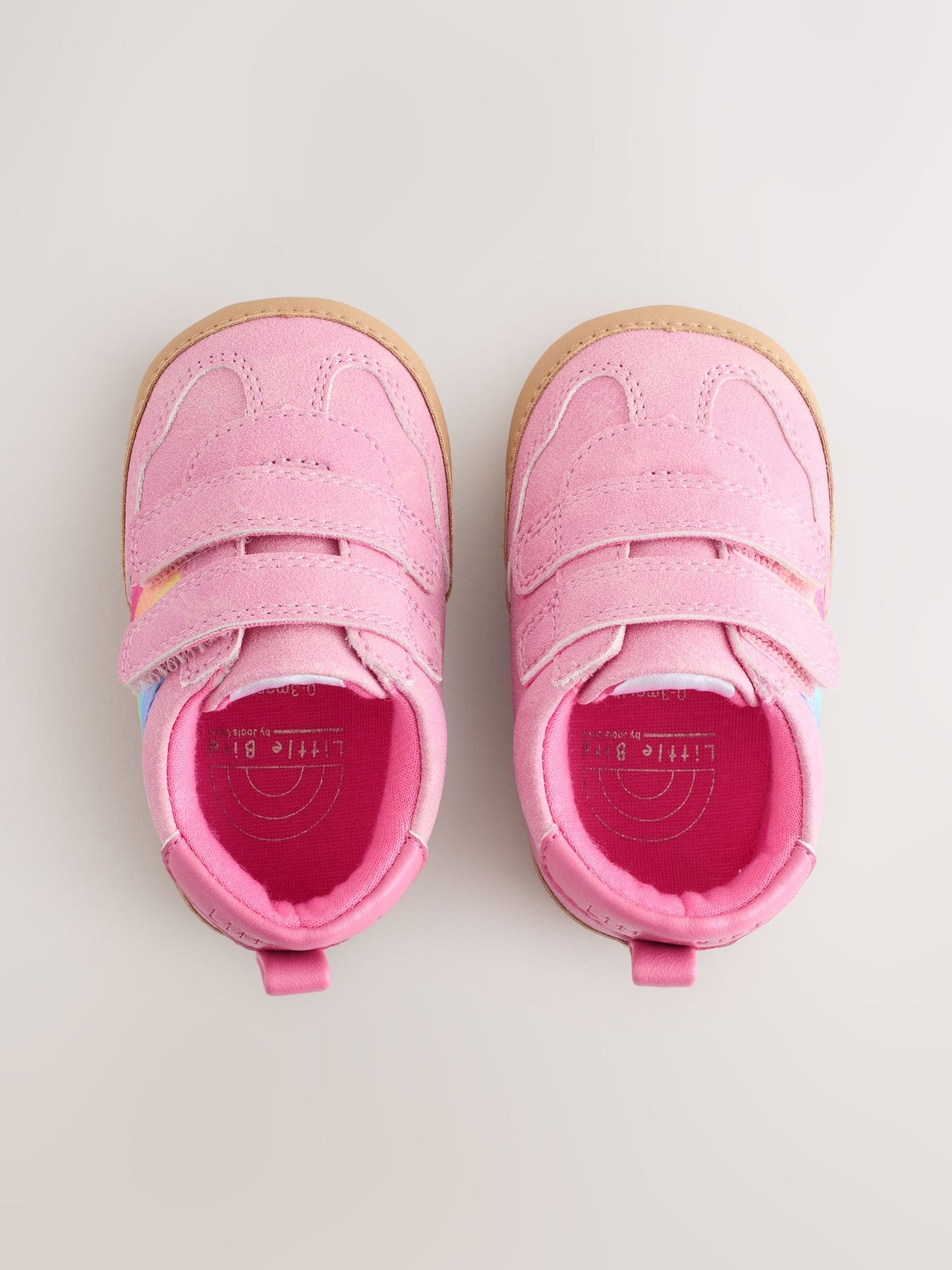 Little Bird by Jools Oliver Pink Baby Rainbow Tape Gum Sole Trainers Padders image 4