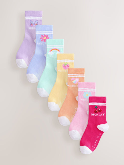 Little Bird by Jools Oliver Multi Pastel Rainbow Days Of The Week Socks 7 Pack image 1