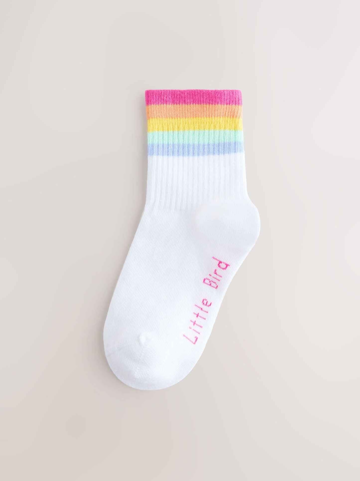 Little Bird by Jools Oliver White Pastel Rainbow Stripe Ankle Socks 3 Pack image 2