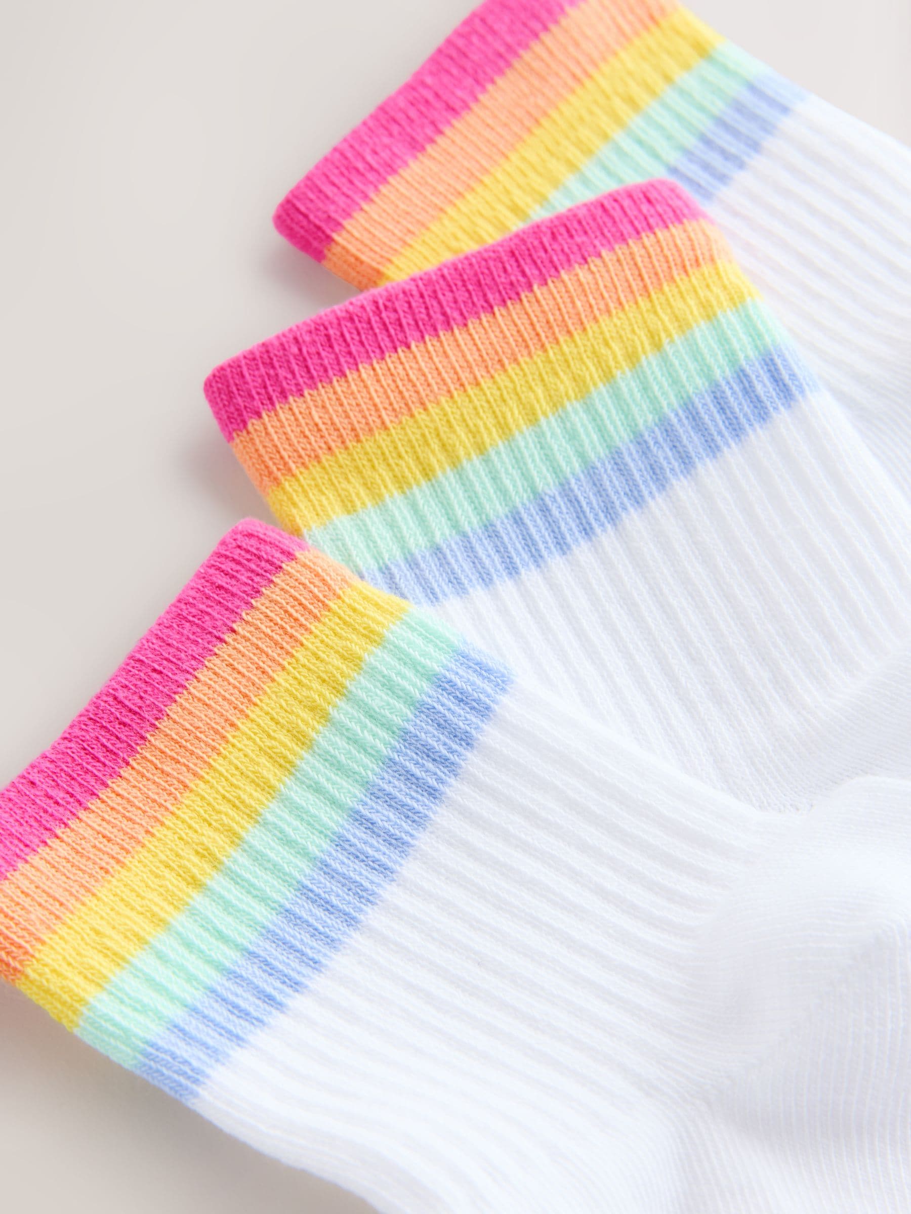 Little Bird by Jools Oliver White Pastel Rainbow Stripe Ankle Socks 3 Pack image 3