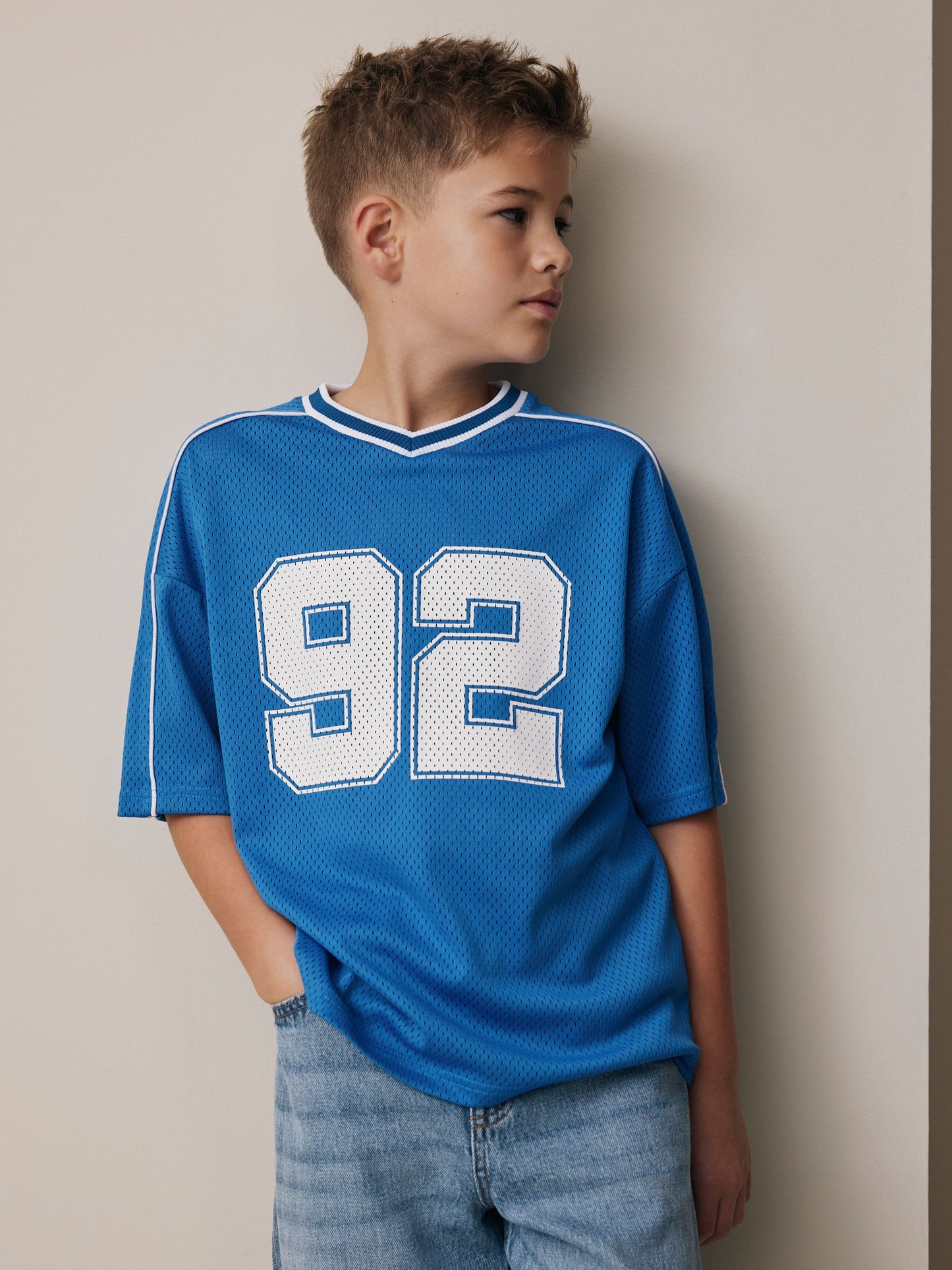 Dsiney Kidz - Cobalt Blue Mesh Varsity Short Sleeve T-Shirt (3-16yrs) image 1
