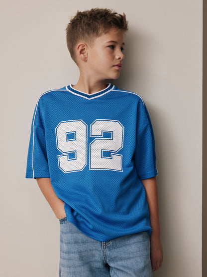 Dsiney Kidz - Cobalt Blue Mesh Varsity Short Sleeve T-Shirt (3-16yrs) image 1