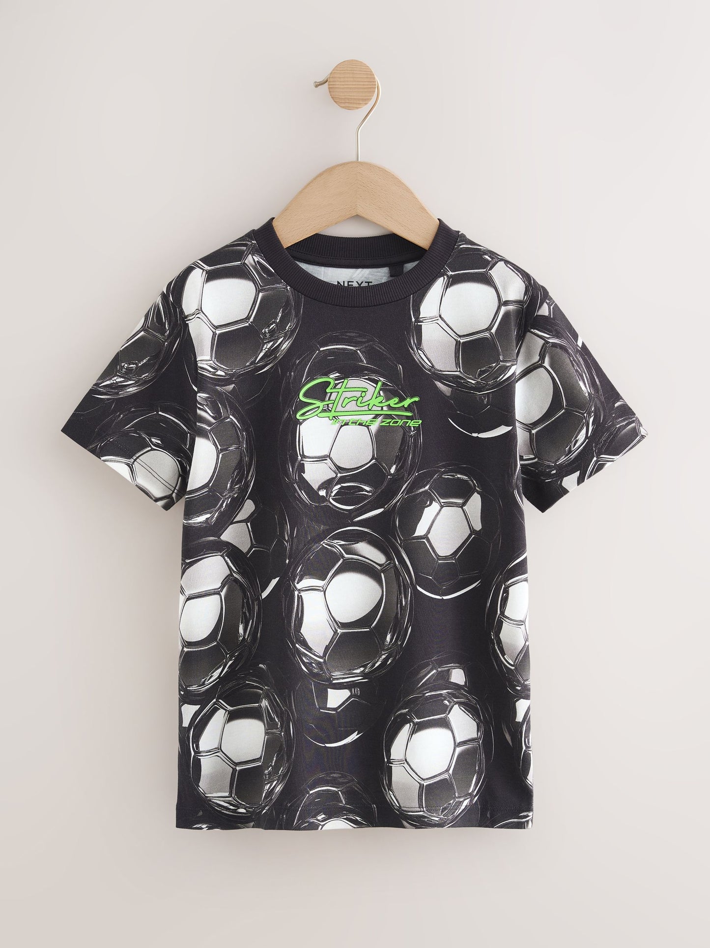 Dsiney Kidz - Black/White Short Sleeve Graphic Football T-Shirt (3-16yrs) image 1