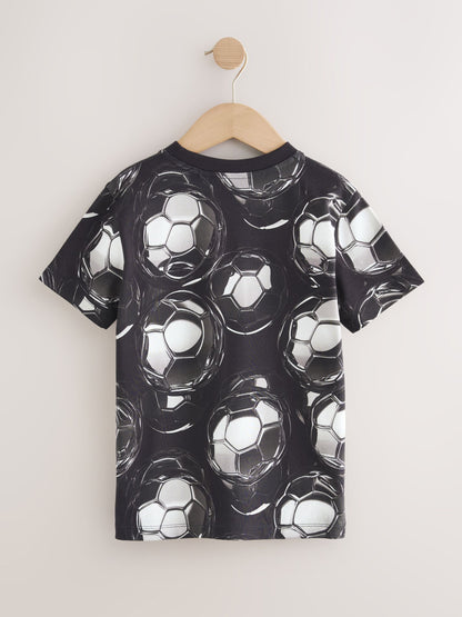 Dsiney Kidz - Black/White Short Sleeve Graphic Football T-Shirt (3-16yrs) image 2