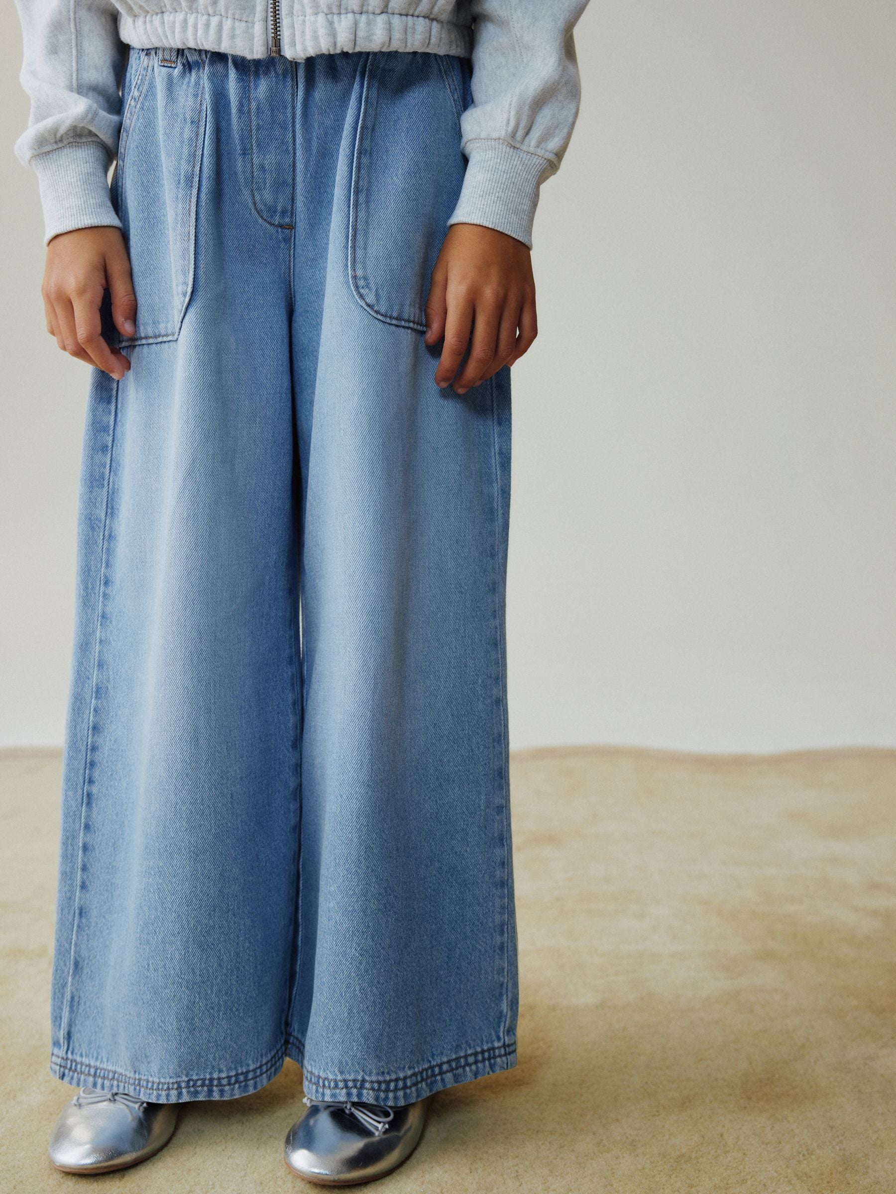 Dsiney Kidz - Light Blue Pull On Wide Leg Trousers (3-16yrs) image 1