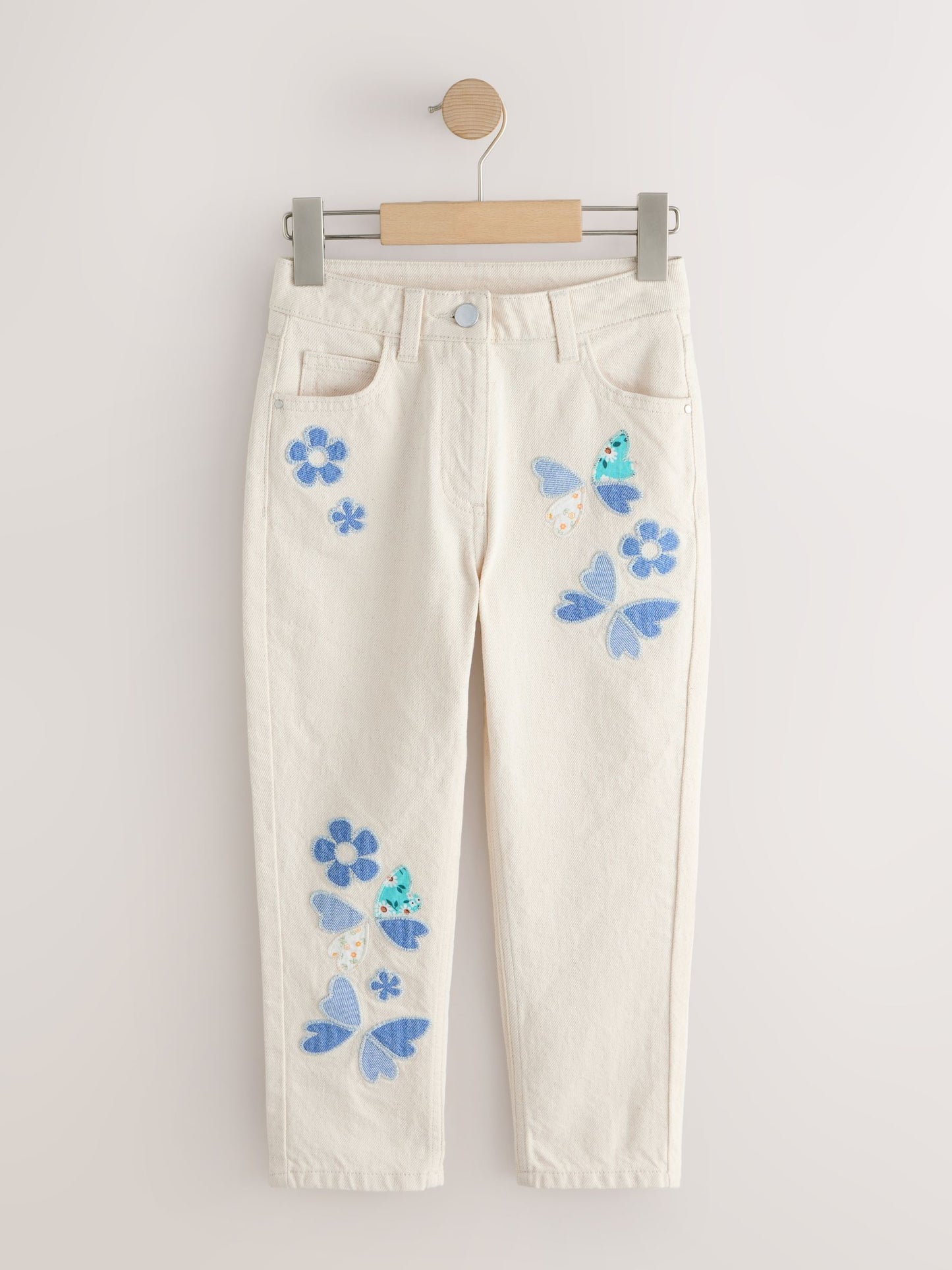 Dsiney Kidz - Ecru Floral Embroidered Jeans (3-16yrs) image 5