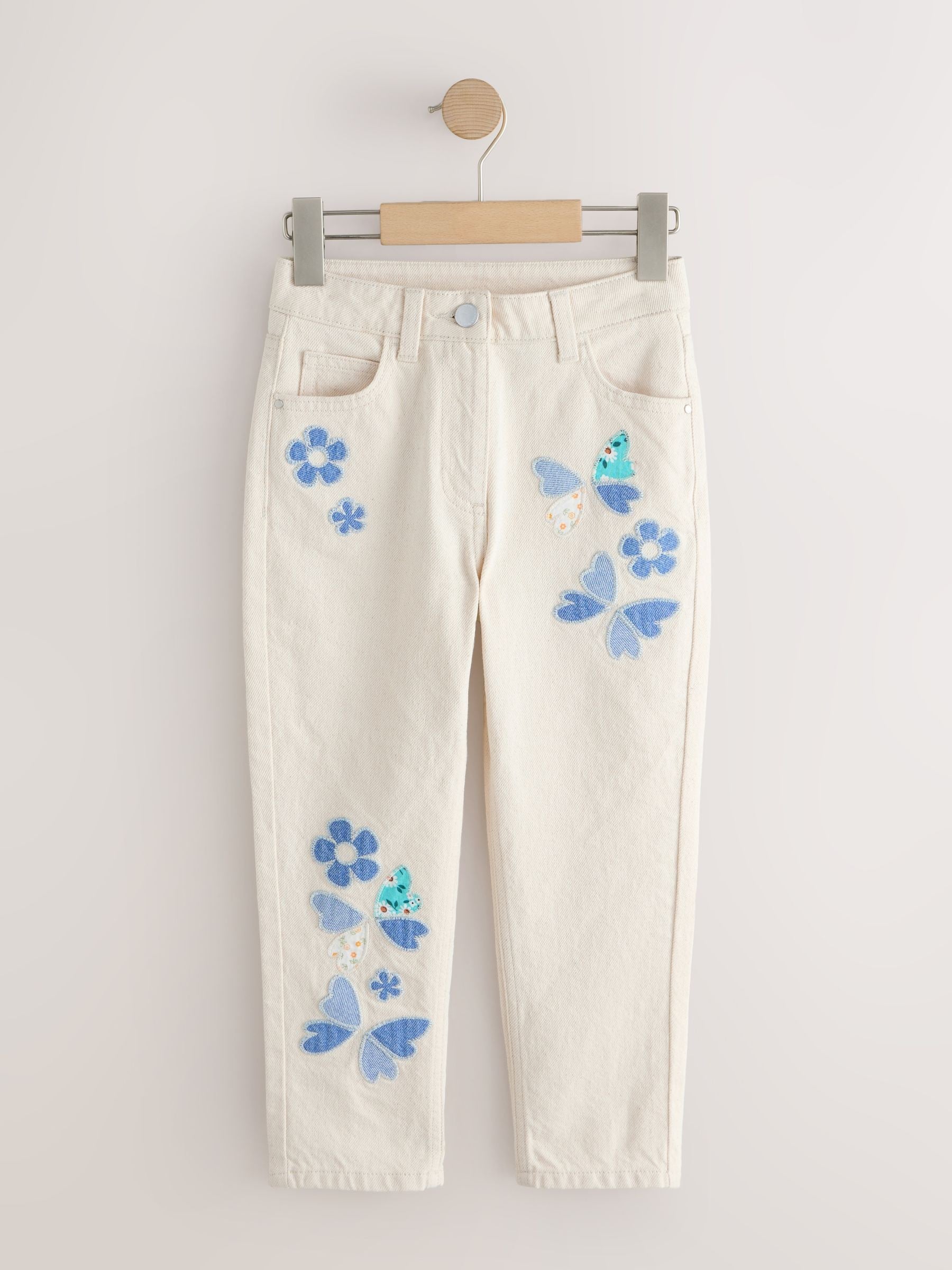 Dsiney Kidz - Ecru Floral Embroidered Jeans (3-16yrs) image 5