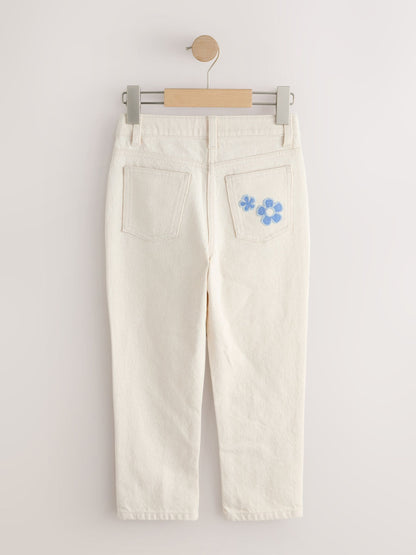 Dsiney Kidz - Ecru Floral Embroidered Jeans (3-16yrs) image 6