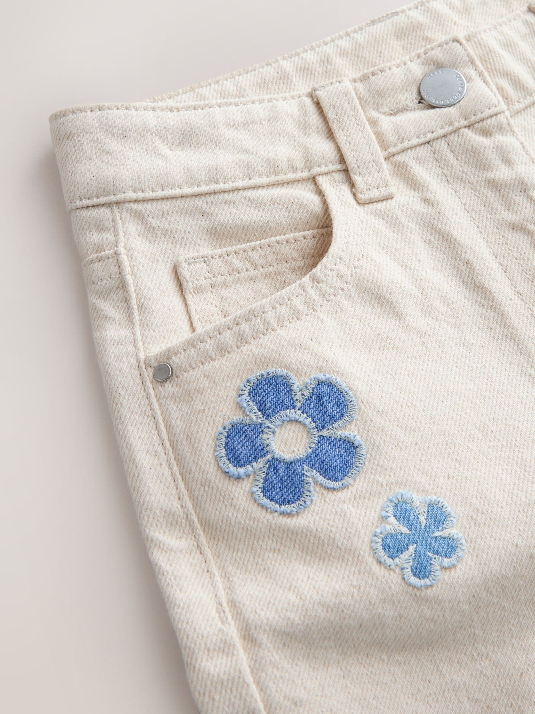 Dsiney Kidz - Ecru Floral Embroidered Jeans (3-16yrs) image 7