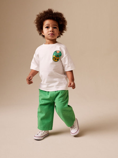 Green Pull On Wide Trousers (3mths-7yrs) image 1